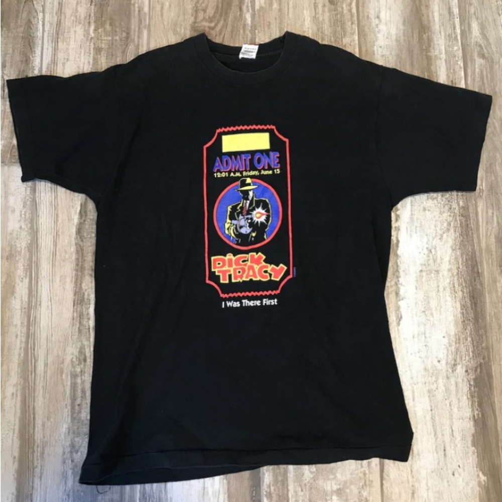 Vintage Dick Tracy - Admit One shirt - XL - 1990 - I Was There First - Disney